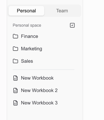 Workspace switcher at the top of the sidebar